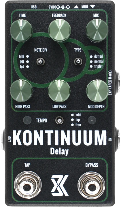 Kontinuum Delay pedal, top view